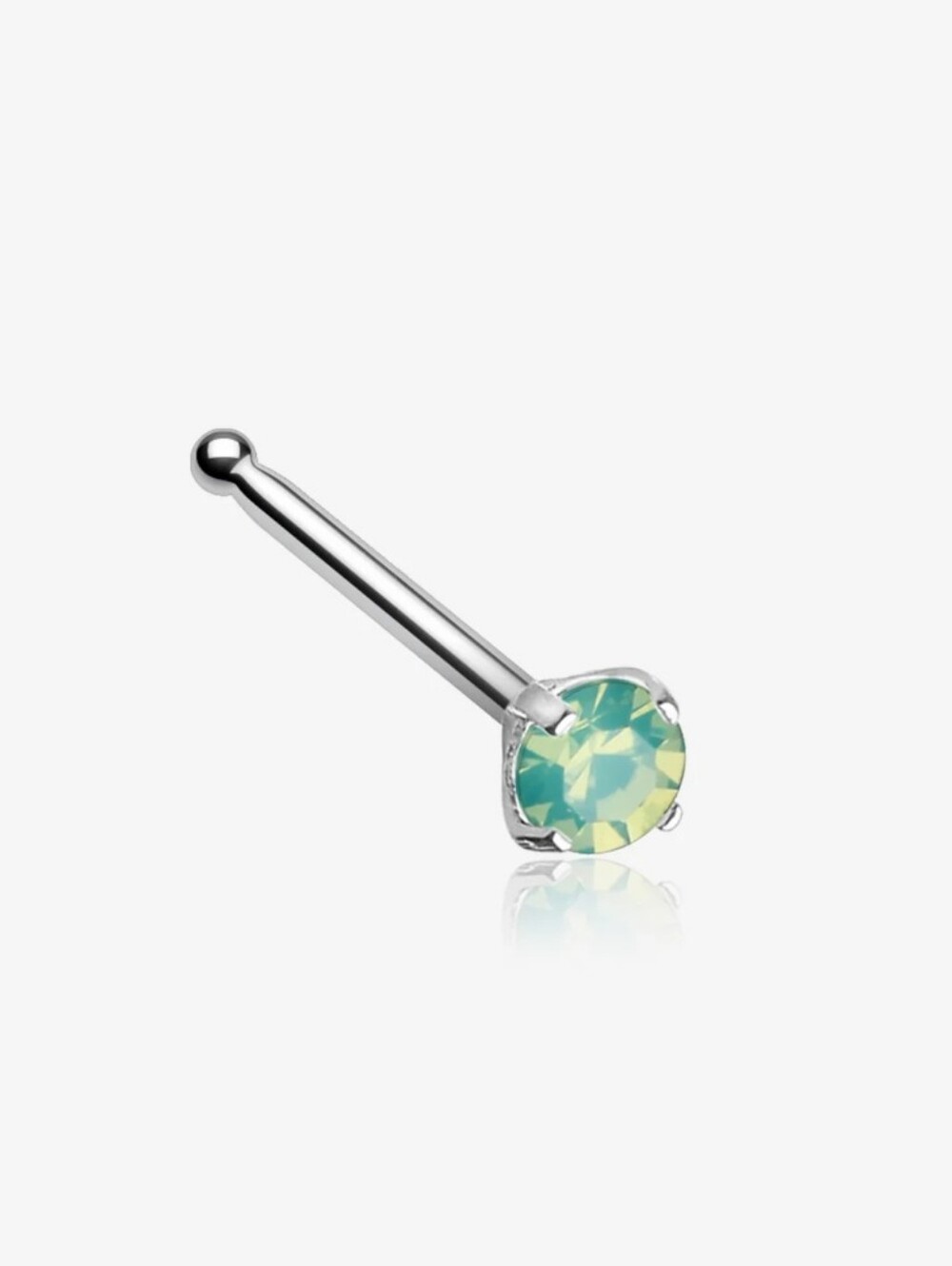 Silver Opalite Nose Stud - Green Opal Sparkle